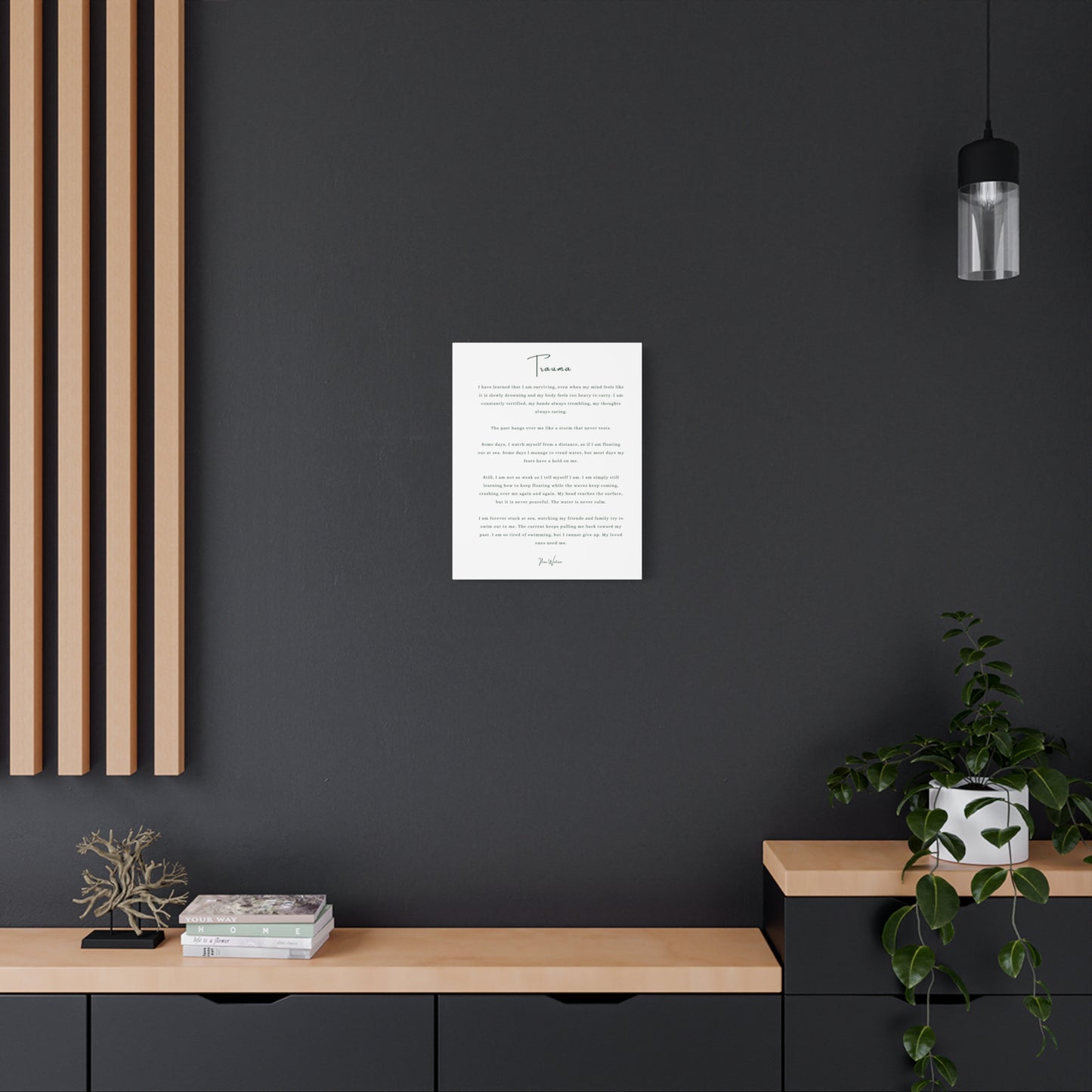 Trauma-Gedicht mattes Leinwandbild – aufgespannt, 3,18 cm Wandkunst