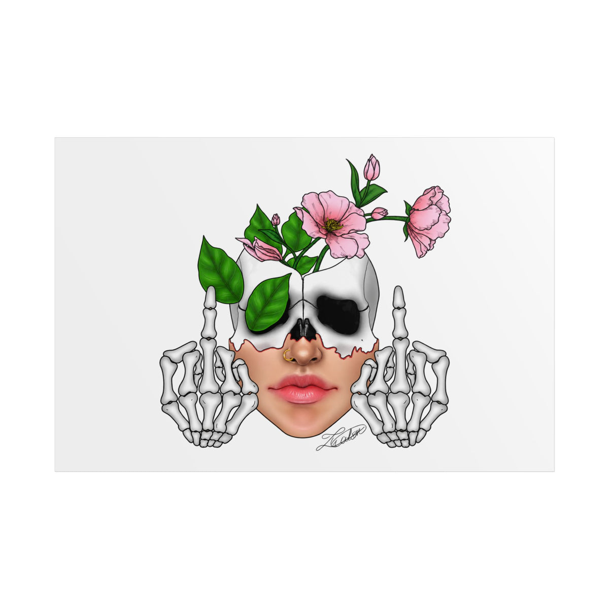Floral Skull Gothic Art Print