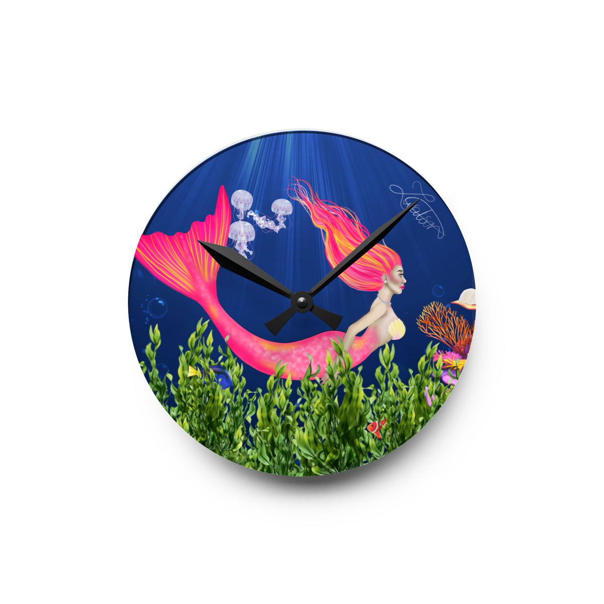 Mermaid Round Acrylic Wall Clock