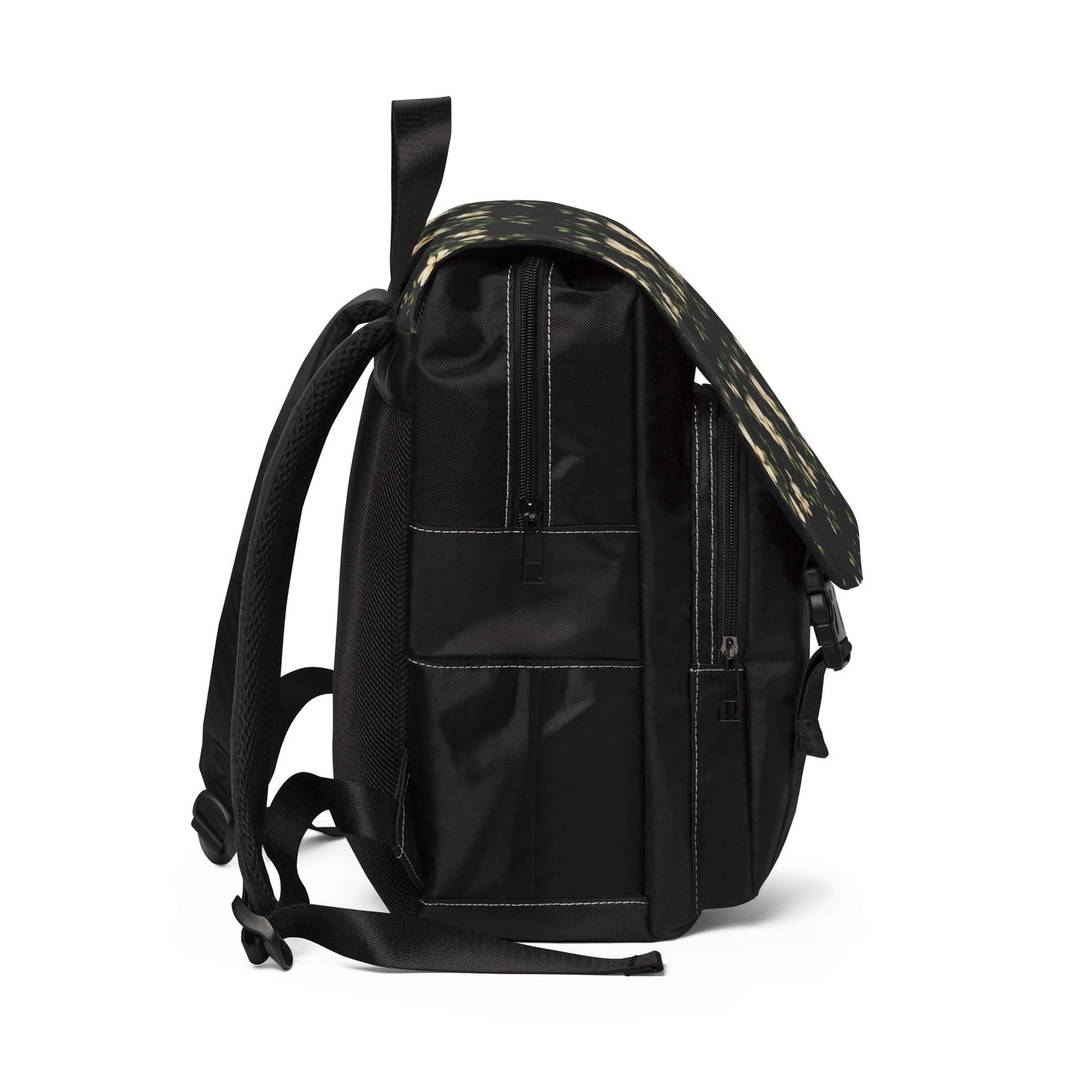 Blumen-Rucksack aus Segeltuch – Vintage Umhängetasche mit weißen Blüten