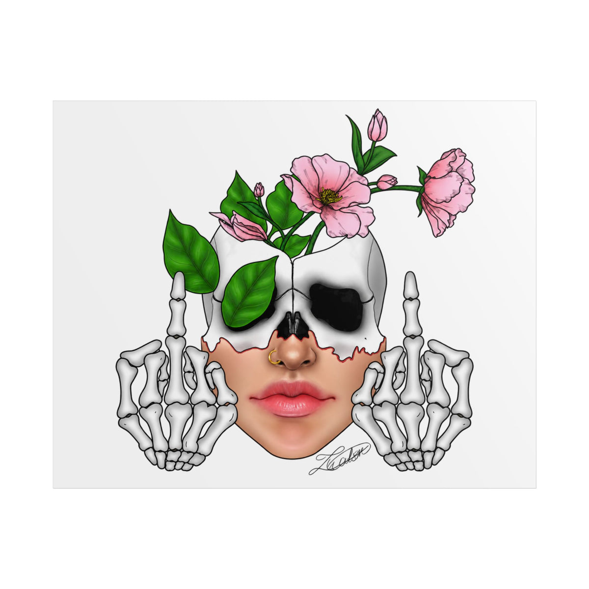 Floral Skull Gothic Art Print
