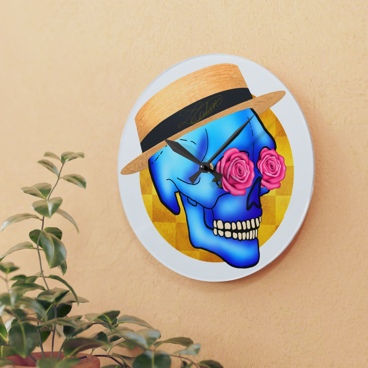 Skull Daddy Round Acrylic Wall Clock