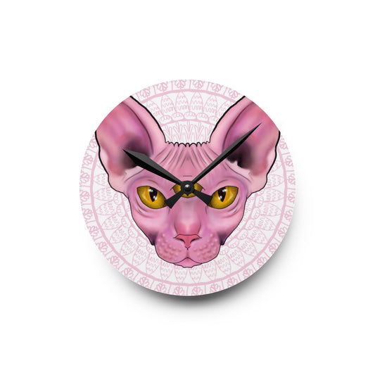 Three-Eyed Cat Round Acrylic Wall Clock