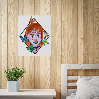 Vibrant Gothic Butterfly Woman Wall Art