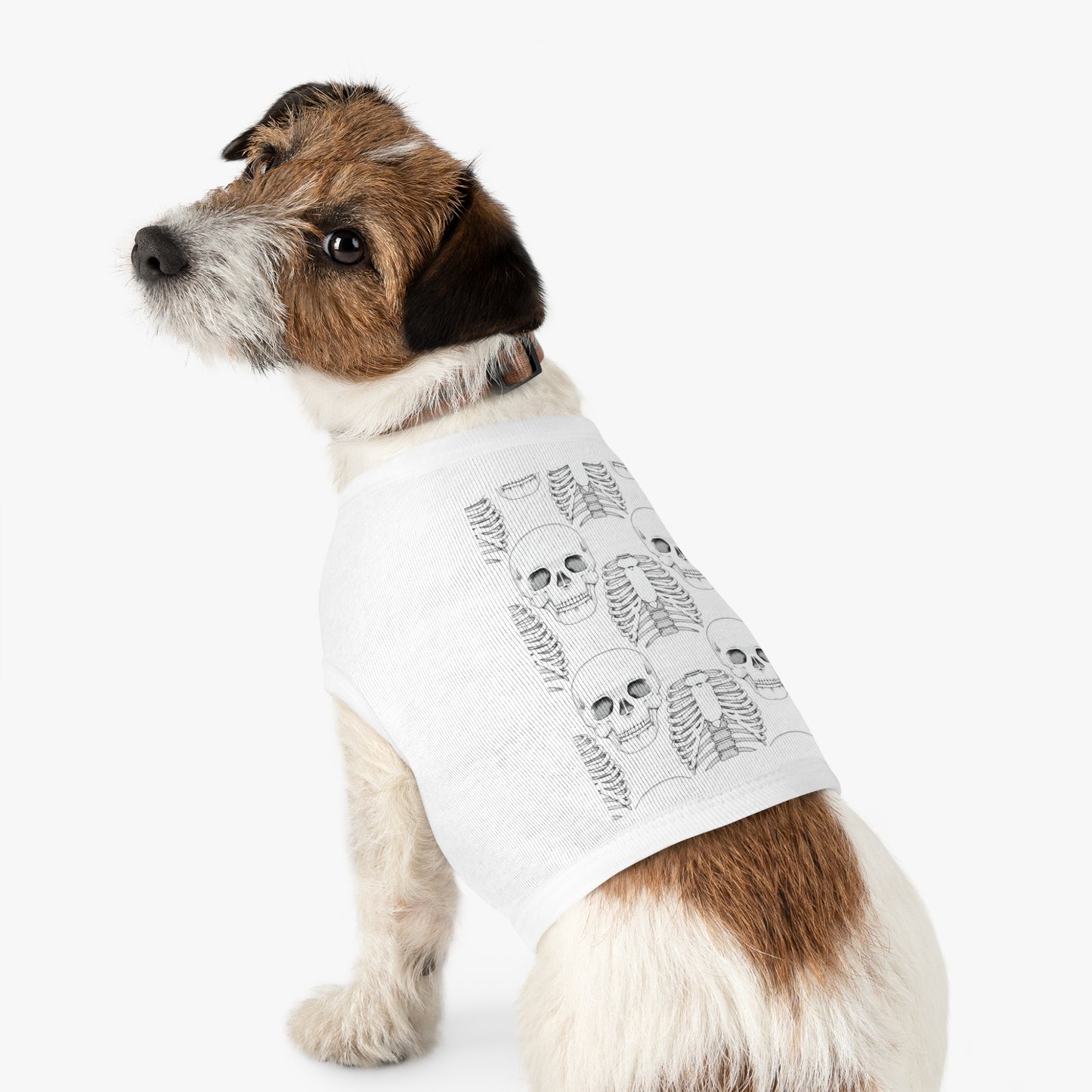 Skull & Ribcage Pet Tank Top — Gothic Halloween Dog Shirt