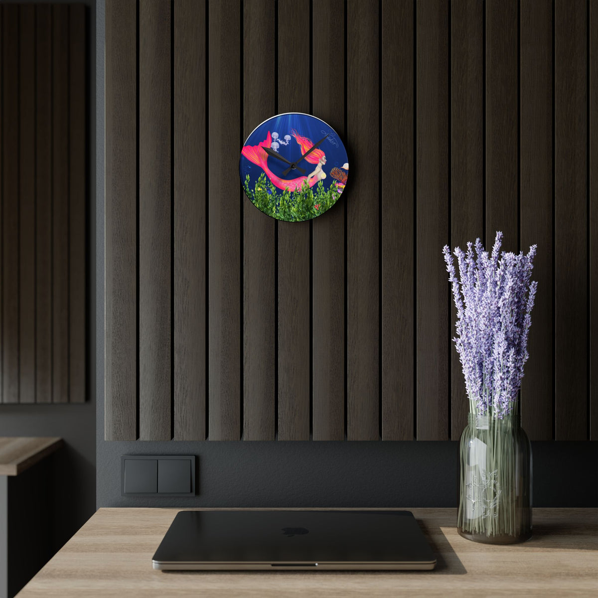 Mermaid Round Acrylic Wall Clock