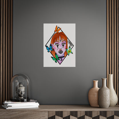 Vibrant Gothic Butterfly Woman Wall Art