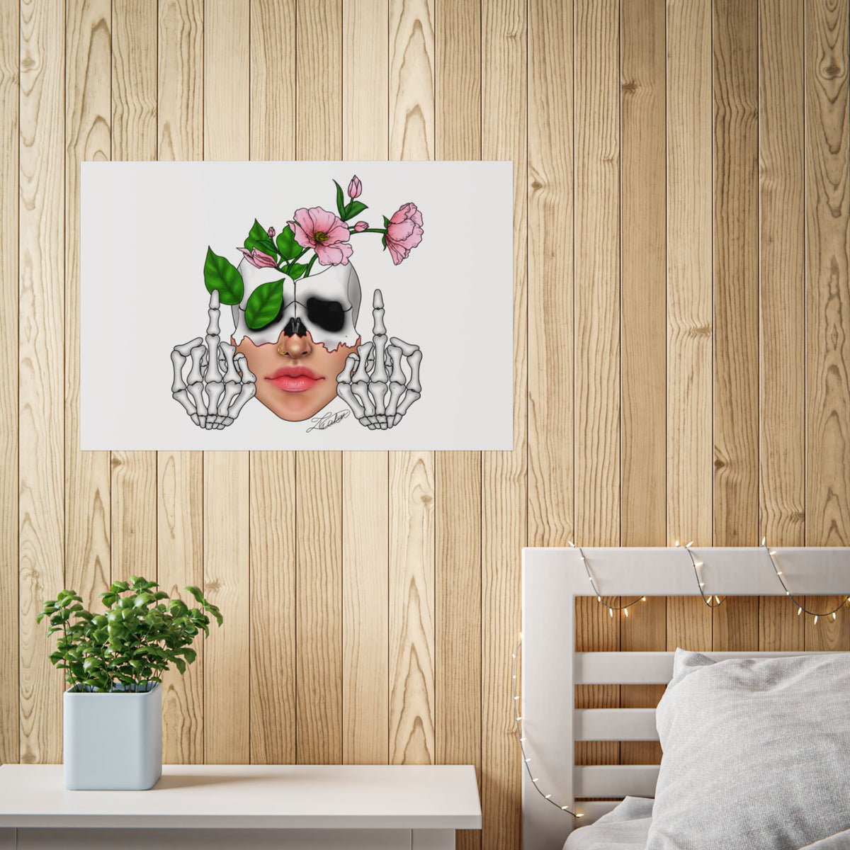 Floral Skull Gothic Art Print