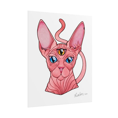 Pink Three-Eyed Cat Rolled Poster