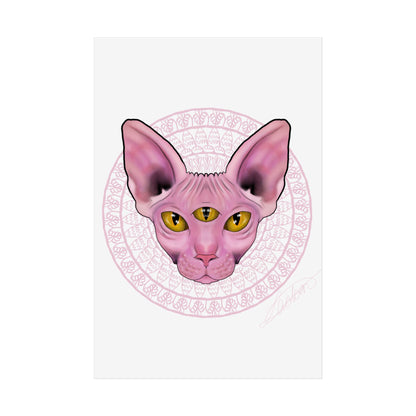 Pink Sphynx Cat Unframed Poster, Mystical Feline Wall Art