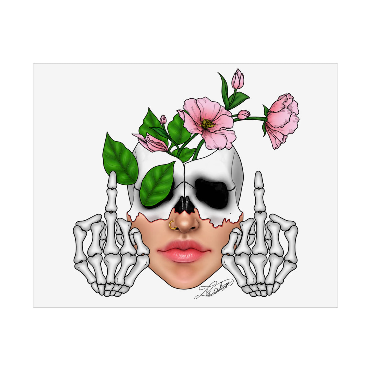 Floral Skull Gothic Art Print