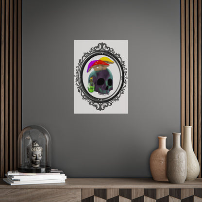 Mushroom Skull Unframed Poster – Gothic Psychedelic Wall Art