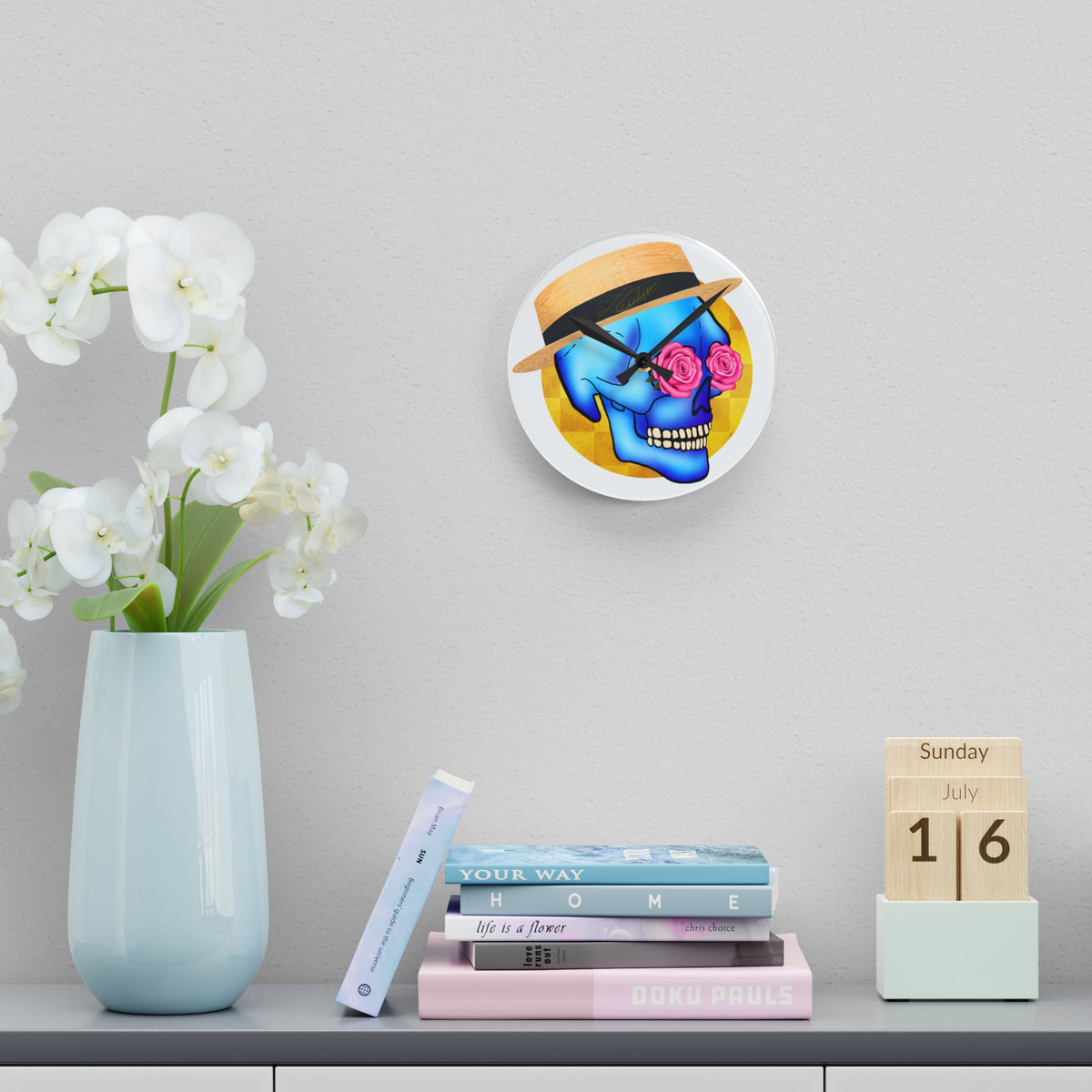 Skull Daddy Round Acrylic Wall Clock