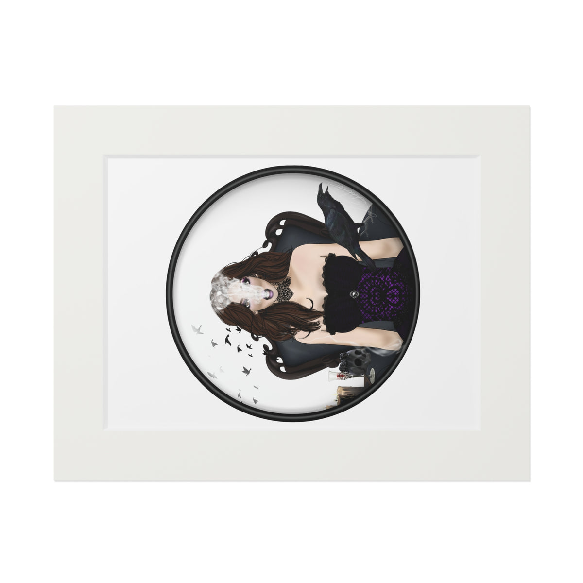 Raven Fine Art Print with Paper Mat Frame