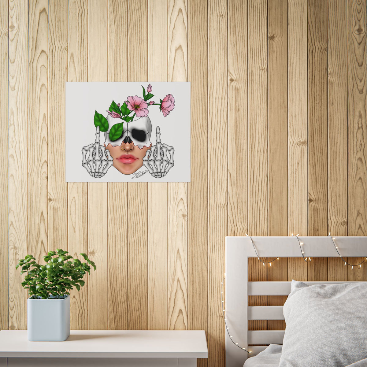 Floral Skull Gothic Art Print