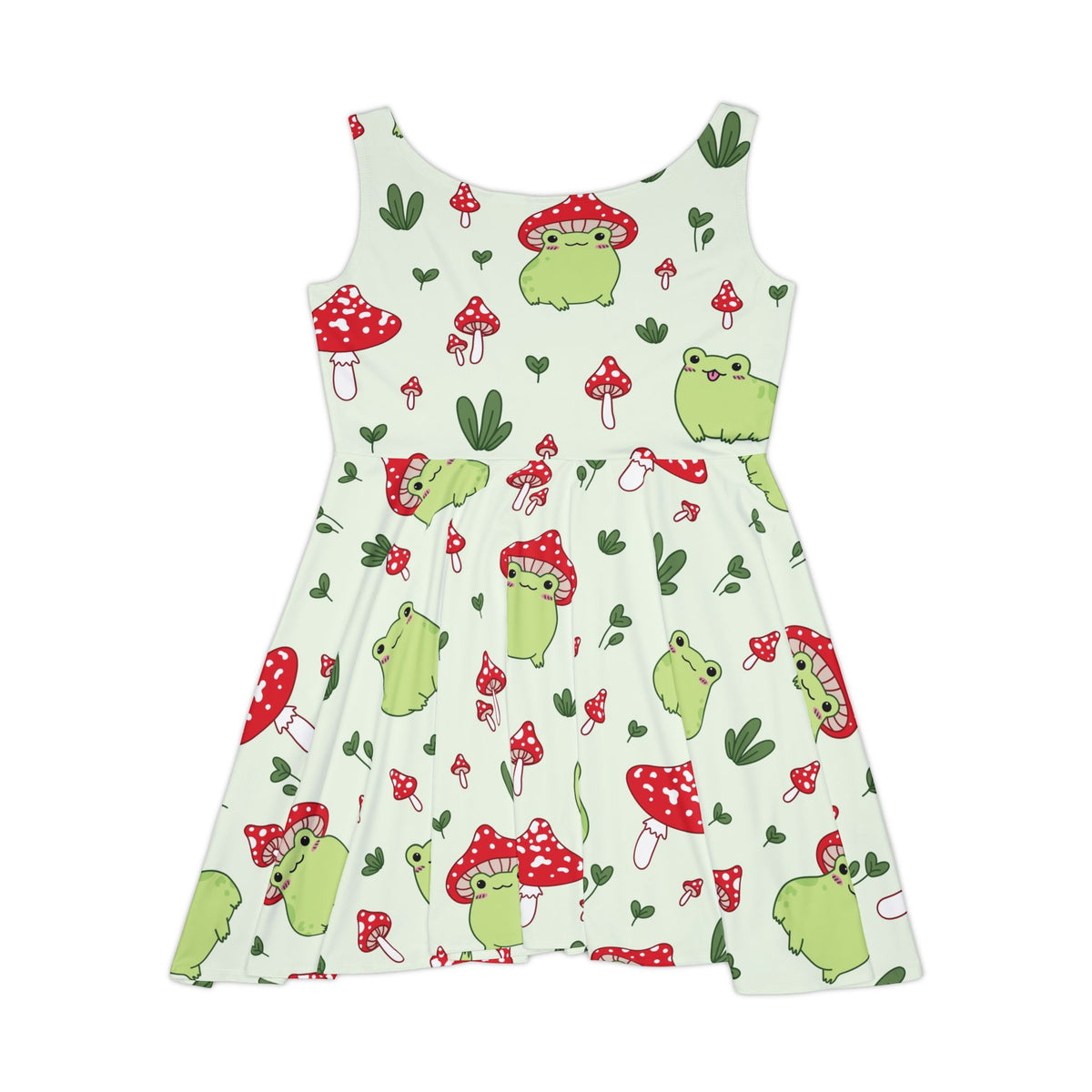 Mushroom Frog All-Over Print Skater Dress