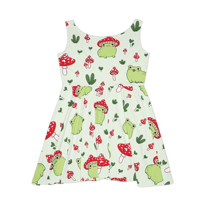 Mushroom Frog All-Over Print Skater Dress