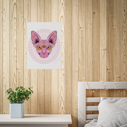 Pink Sphynx Cat Unframed Poster, Mystical Feline Wall Art