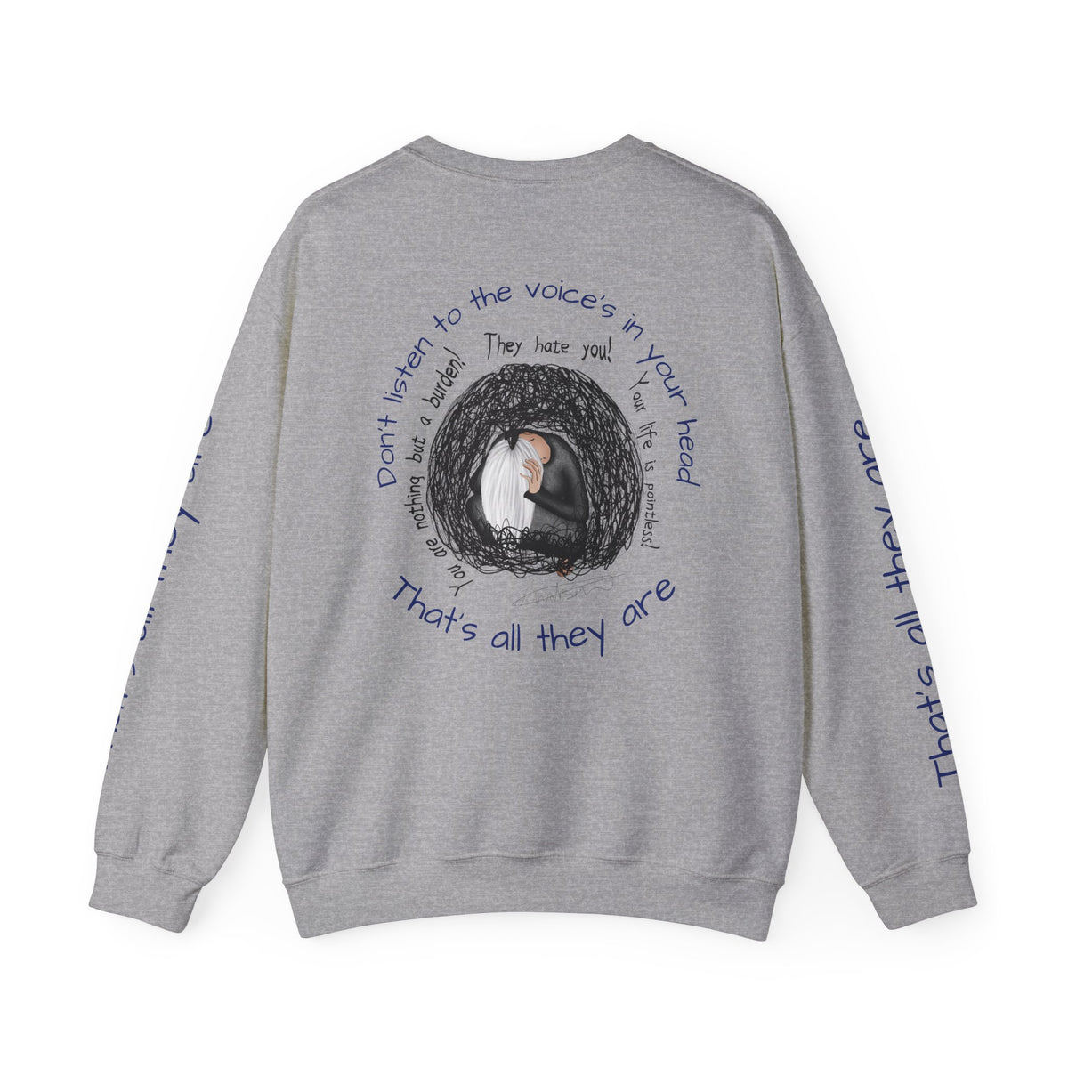 Don't Listen to the Voices Illustrated Crewneck