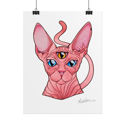 Pink Three-Eyed Cat Rolled Poster
