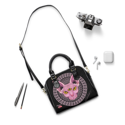 Three Eyed Cat Shoulder Handbag