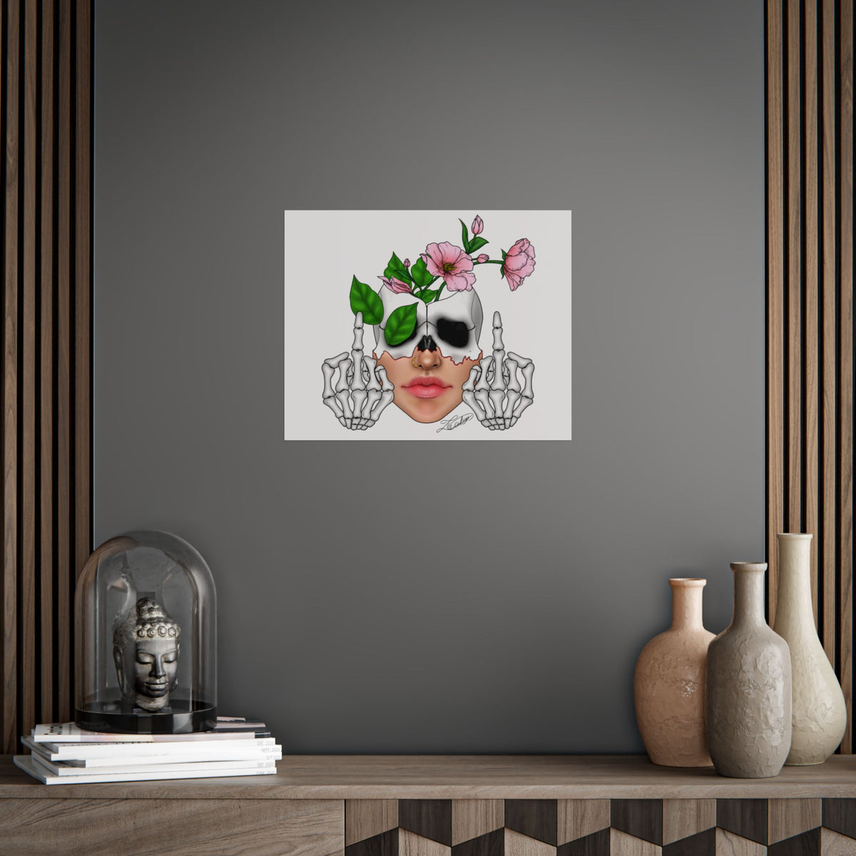 Floral Skull Gothic Art Print