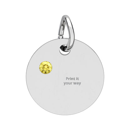 Birthstone Circle Charm (Engraving)