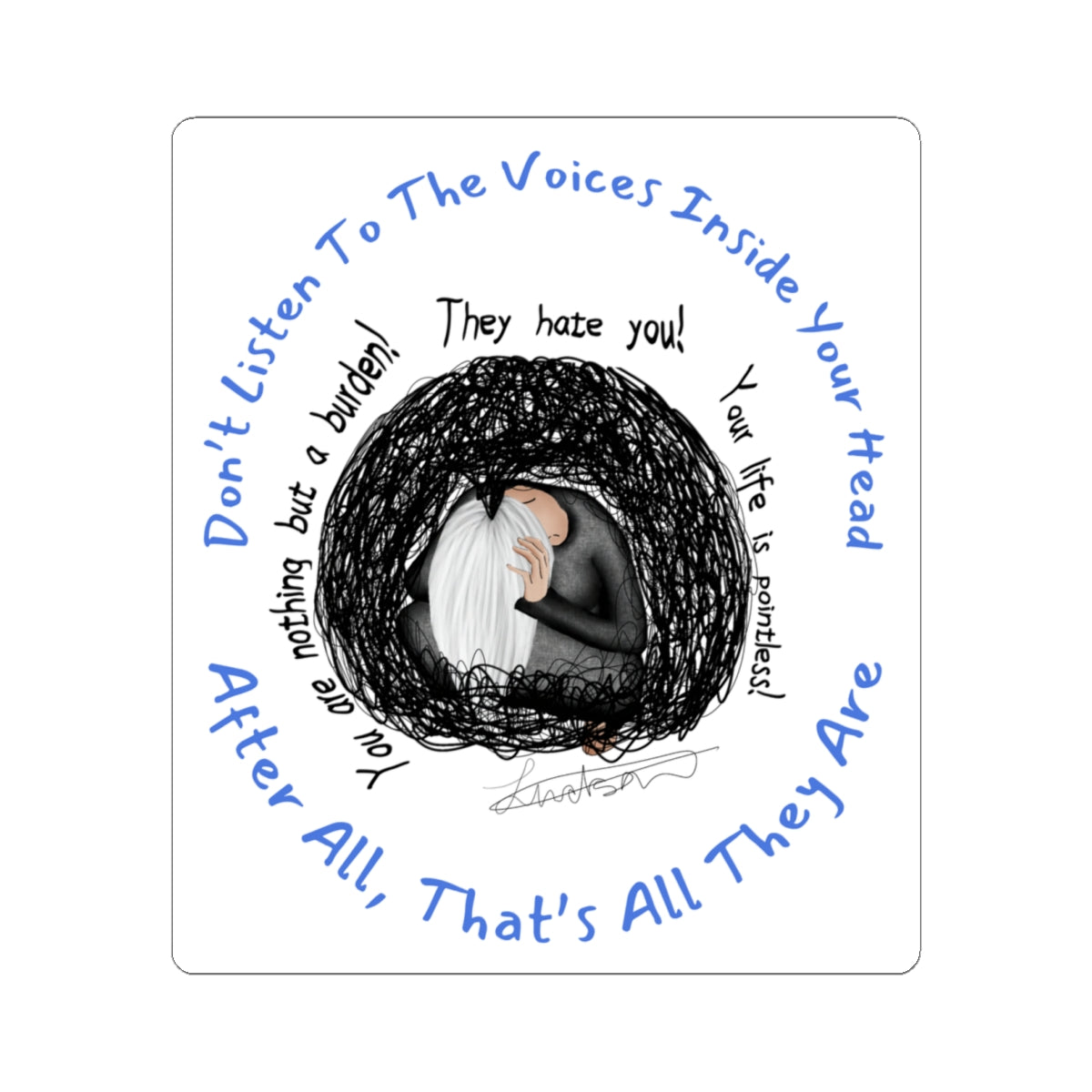 Dark Thoughts Mental Health Artwork Sticker