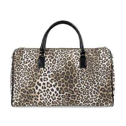 Leopard Print Faux Leather Travel Bag