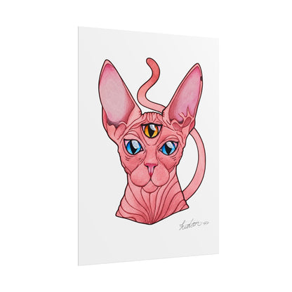 Pink Three-Eyed Cat Rolled Poster