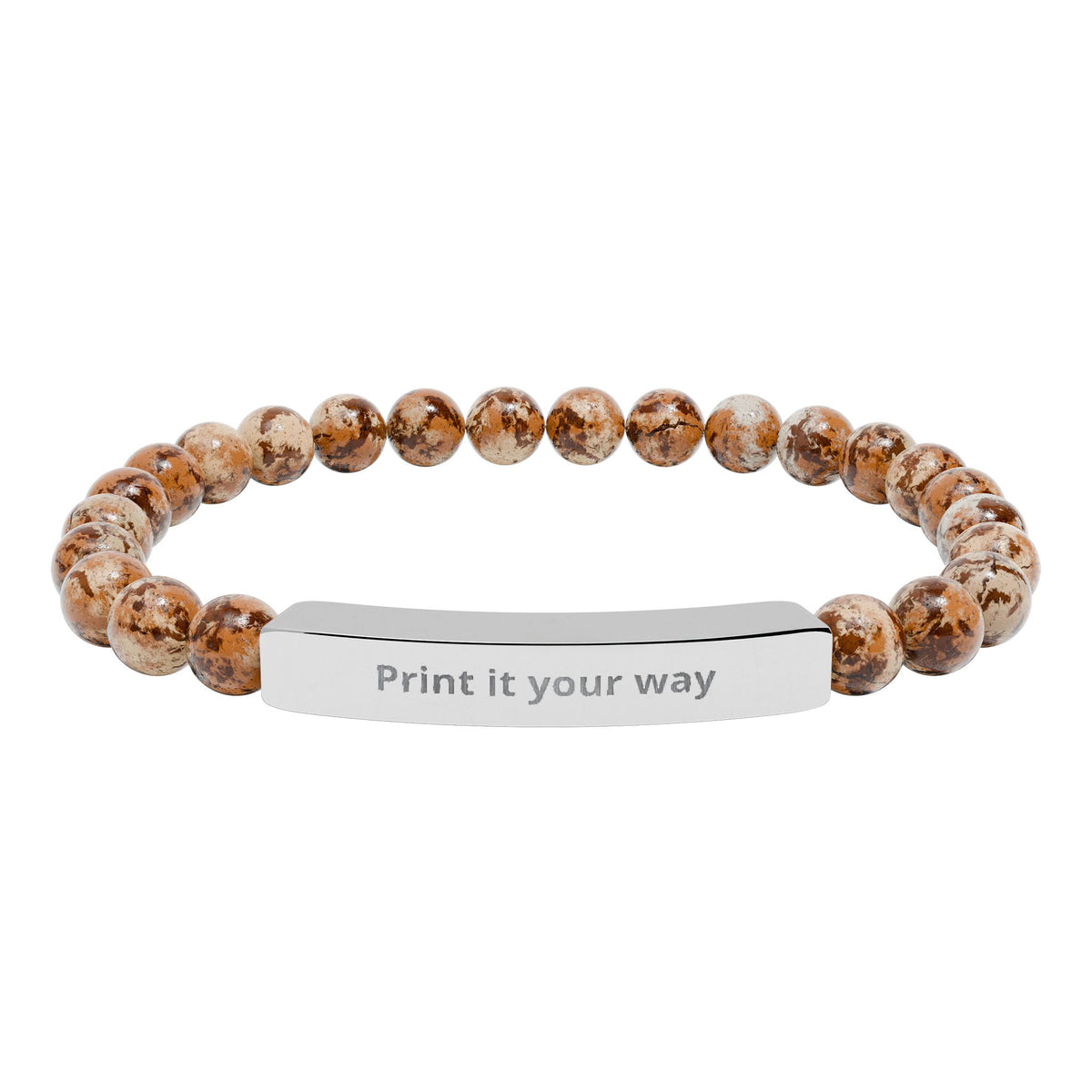 Natural Stone Stretch Bar Bracelet (Engraving)