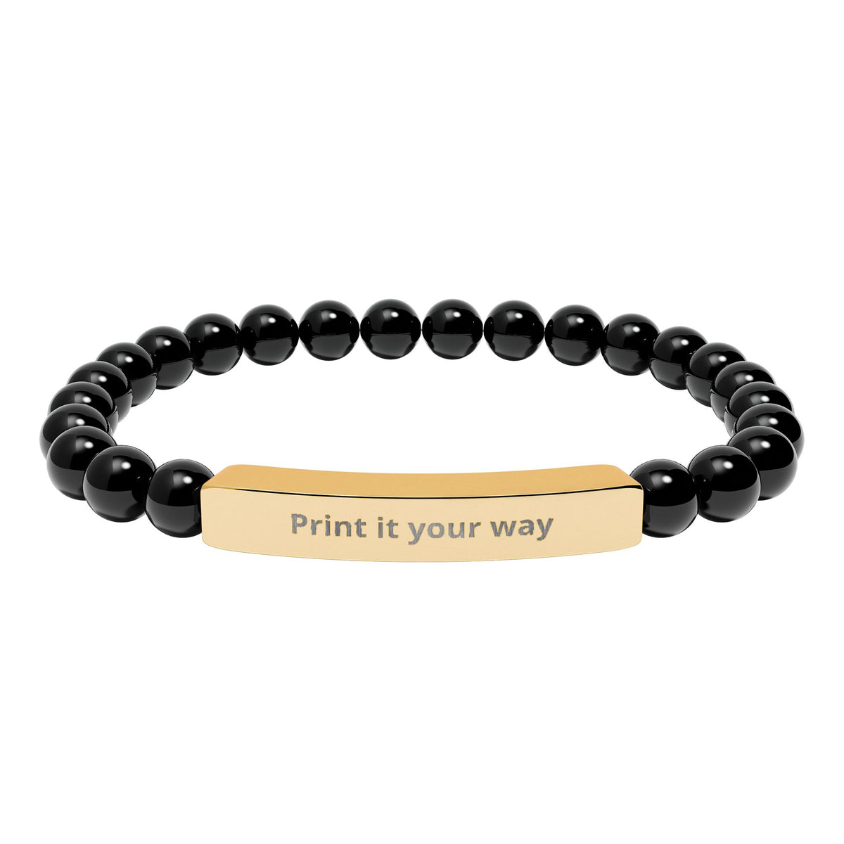 Natural Stone Stretch Bar Bracelet (Engraving)