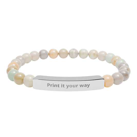 Natural Stone Stretch Bar Bracelet (Engraving)