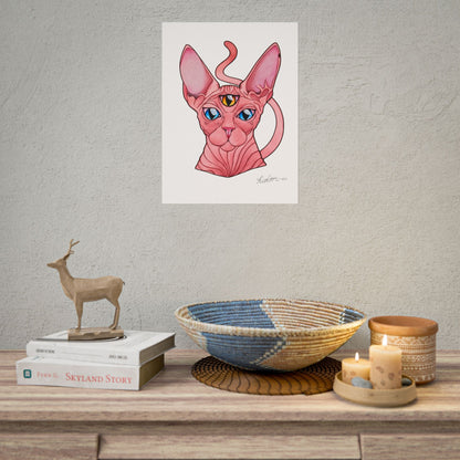 Pink Three-Eyed Cat Rolled Poster