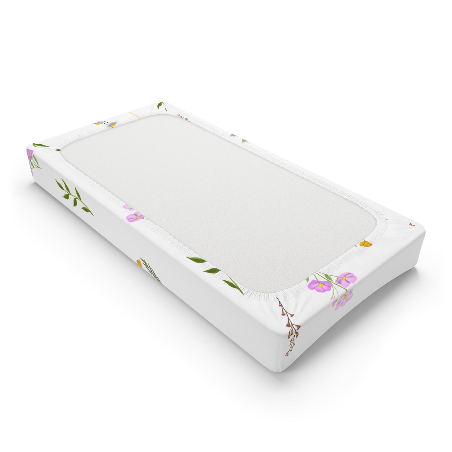 Bezug für Wickelauflage „Blumenwiese“ — Weiche Aquarell-Wildblumen für das Kinderzimmer