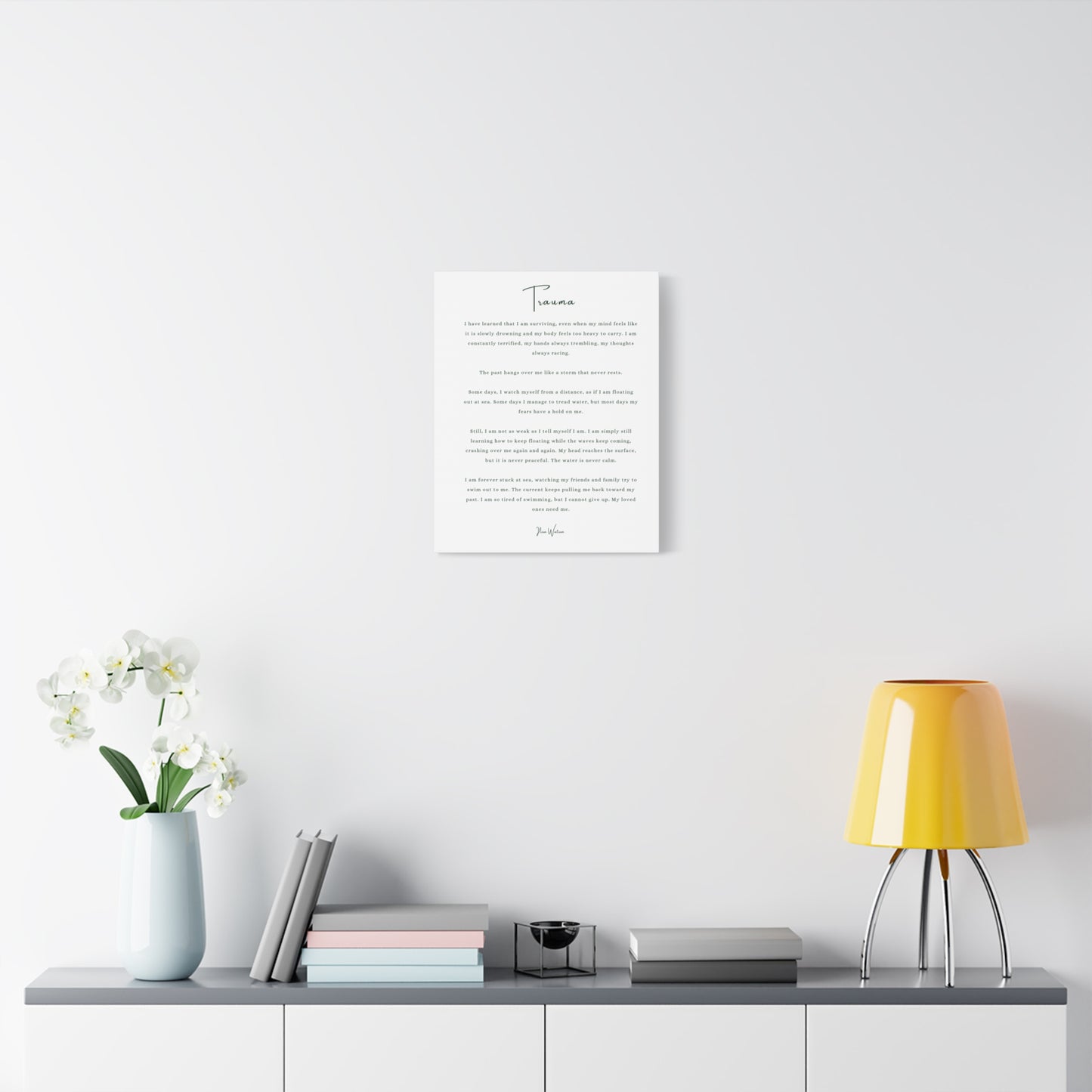 Trauma-Gedicht mattes Leinwandbild – aufgespannt, 3,18 cm Wandkunst