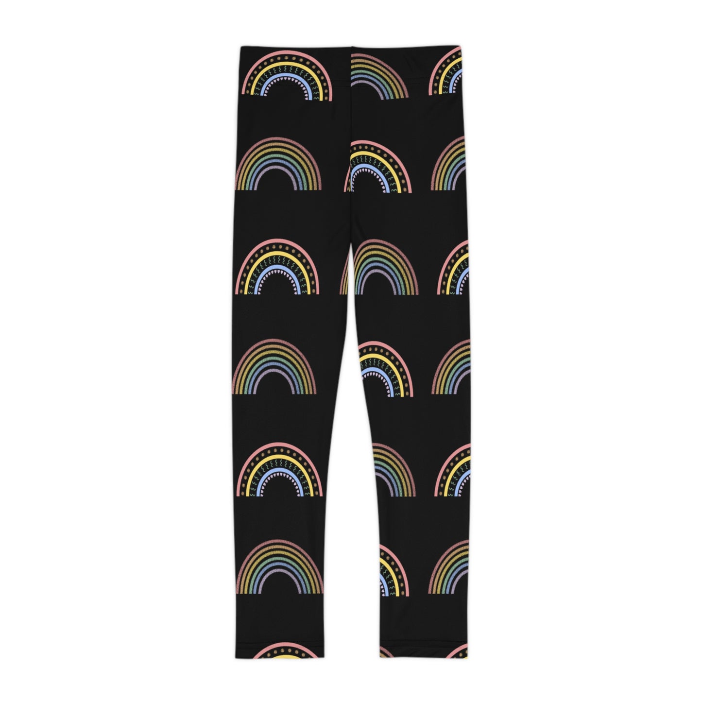 Kids Rainbow Leggings — Black Rainbow Patterned All-Over Print Leggings for Girls & Boys