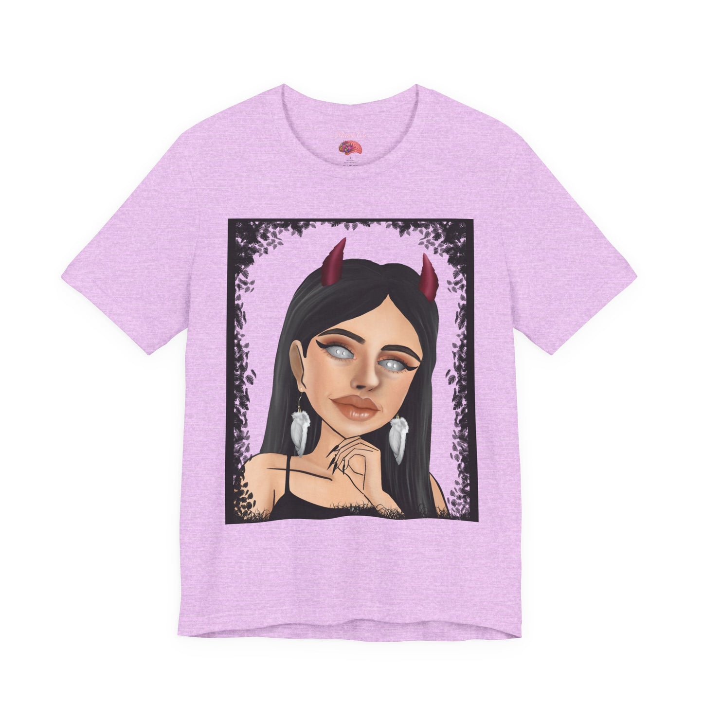 Teufelsmädchen-Porträt-T-Shirt – Gothic-Cartoon-Grafik-T-Shirt