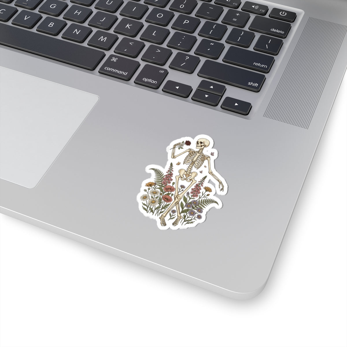 Dancing Skeleton Wildflowers Kiss-Cut Sticker