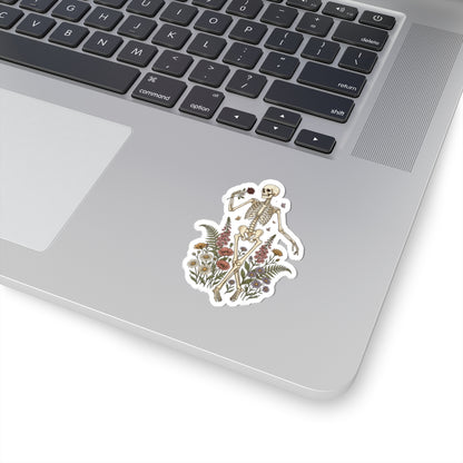 Dancing Skeleton Wildflowers Kiss-Cut Sticker