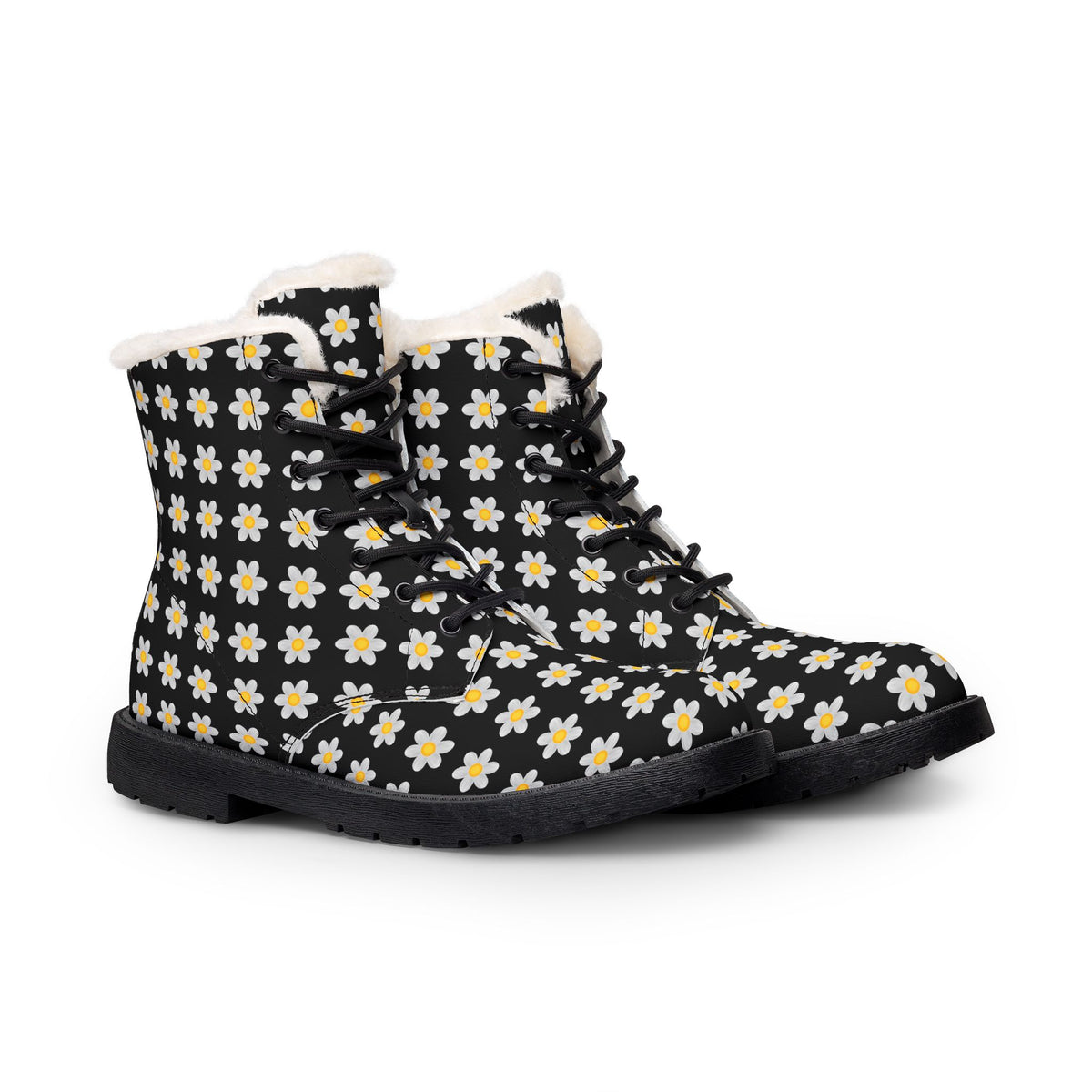 Tiny Flower Fleece-Lined Microfiber Boots