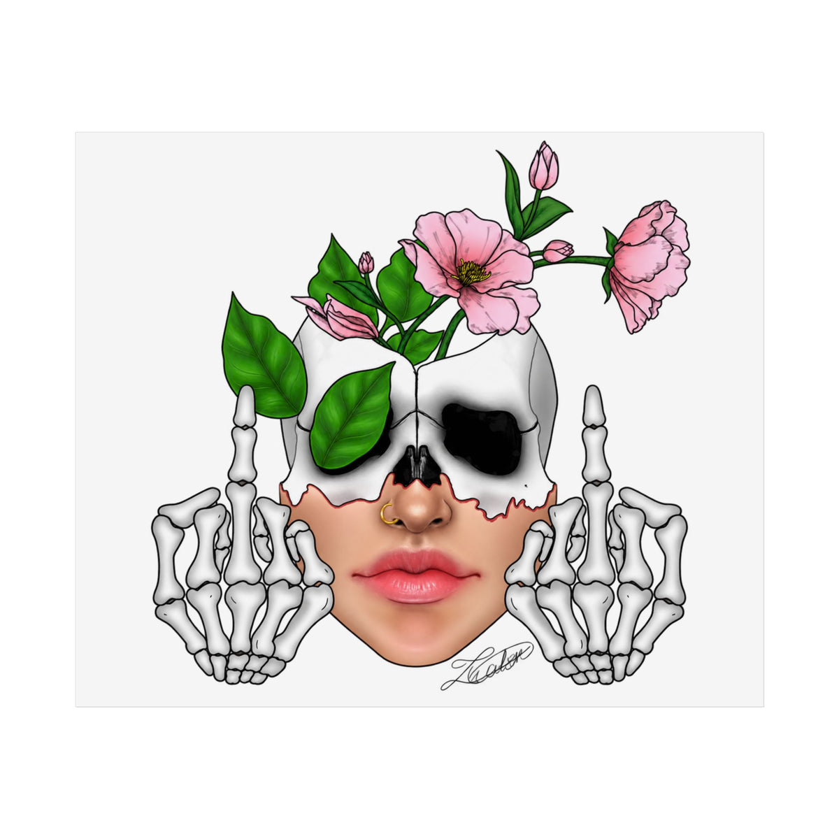Floral Skull Gothic Art Print