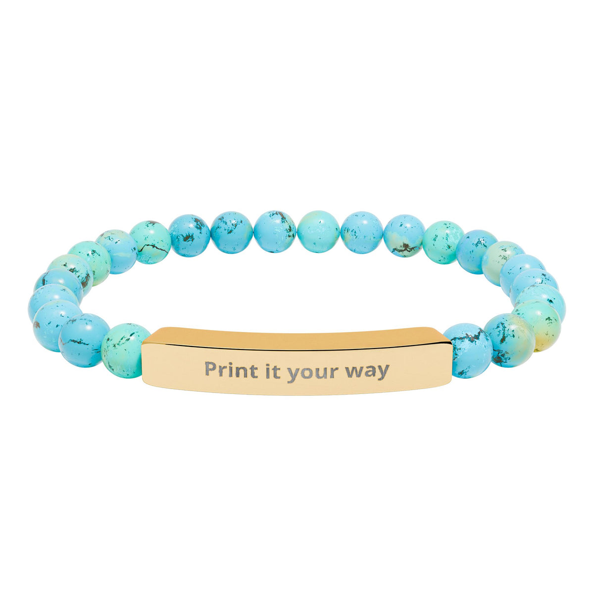 Natural Stone Stretch Bar Bracelet (Engraving)