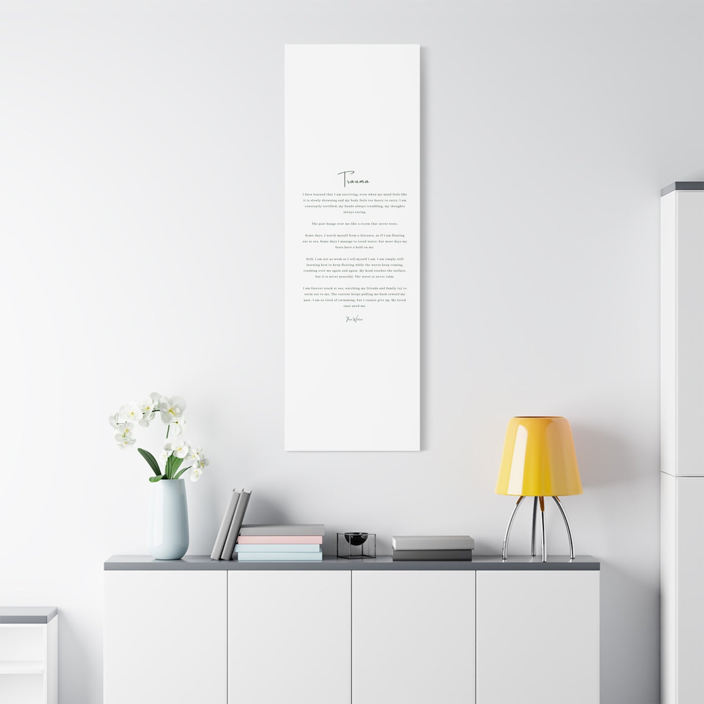 Trauma-Gedicht mattes Leinwandbild – aufgespannt, 3,18 cm Wandkunst