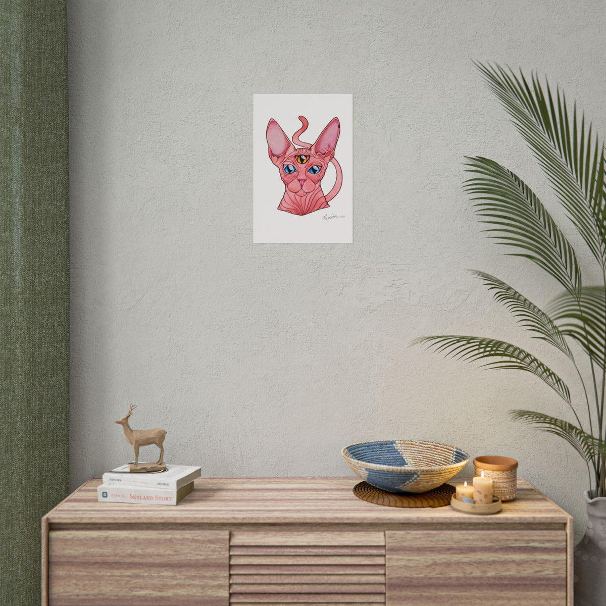 Pink Three-Eyed Cat Rolled Poster