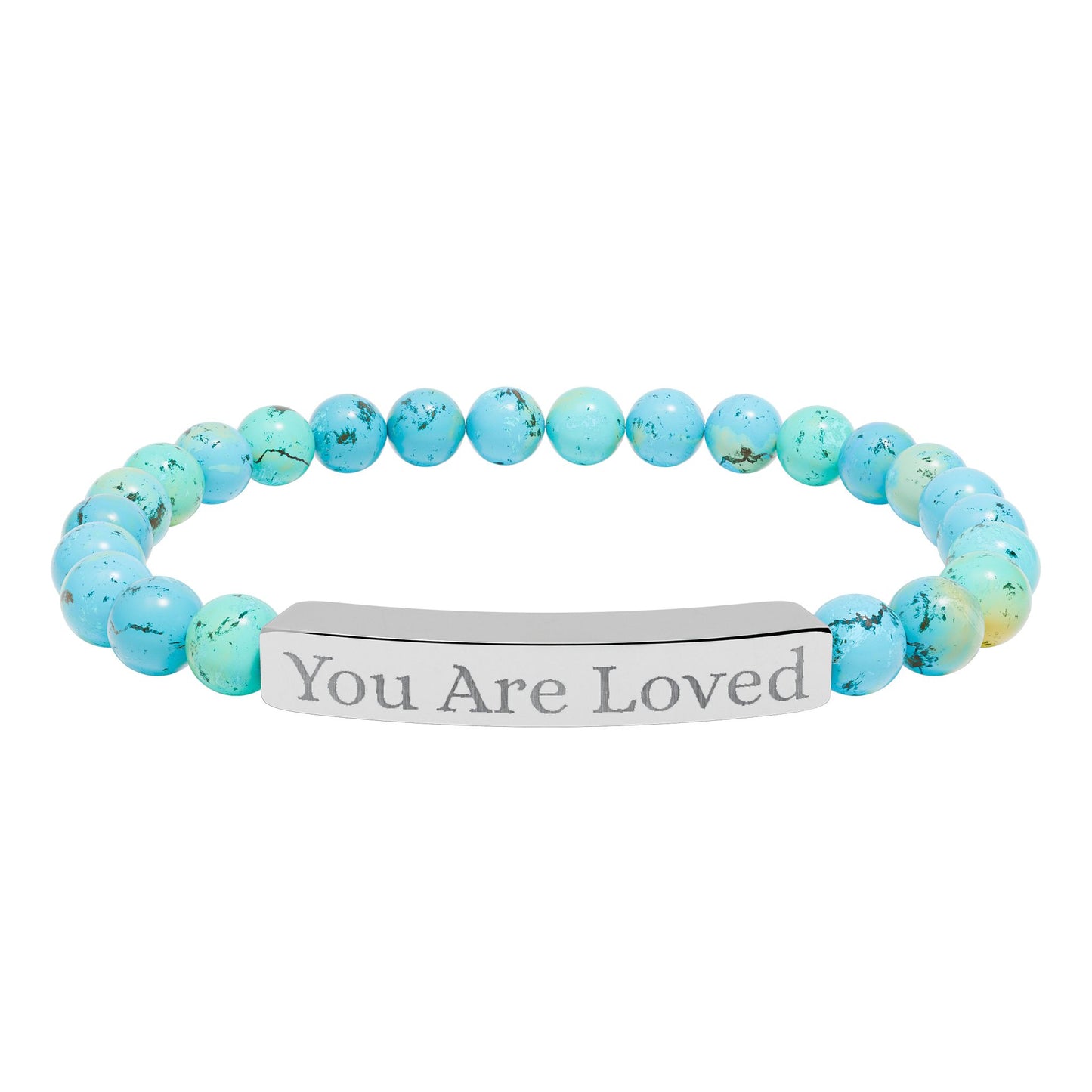 Natural Stone Stretch Bar Bracelet (Engraving)
