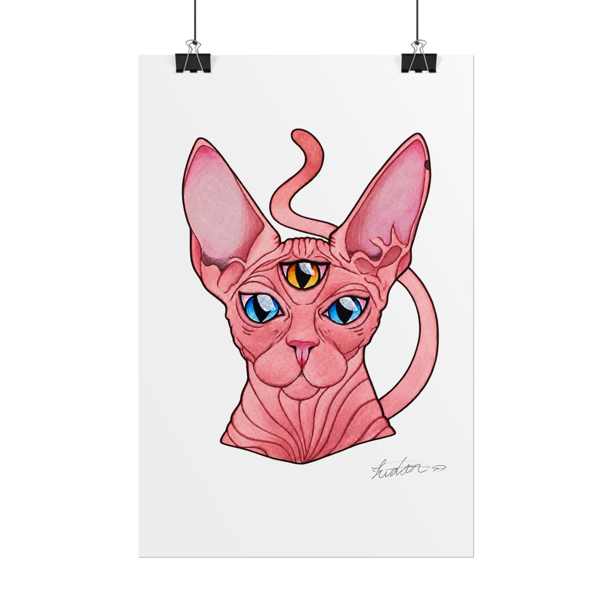 Pink Three-Eyed Cat Rolled Poster
