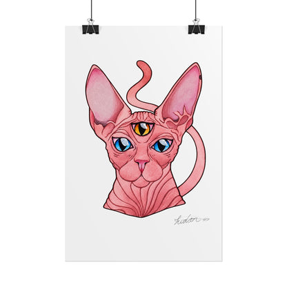 Pink Three-Eyed Cat Rolled Poster