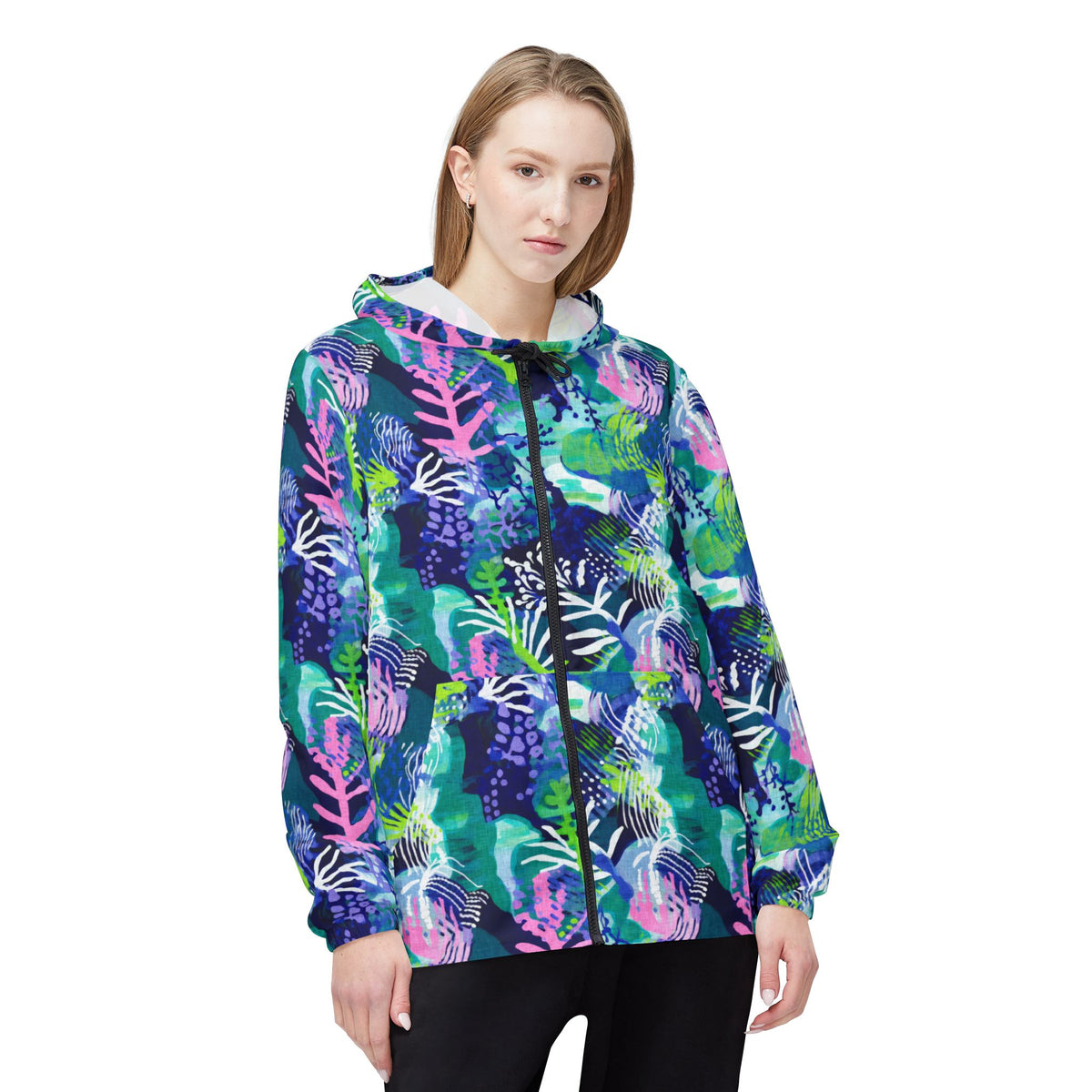 Neon Abstract Coral Reef Windbreaker Jacket