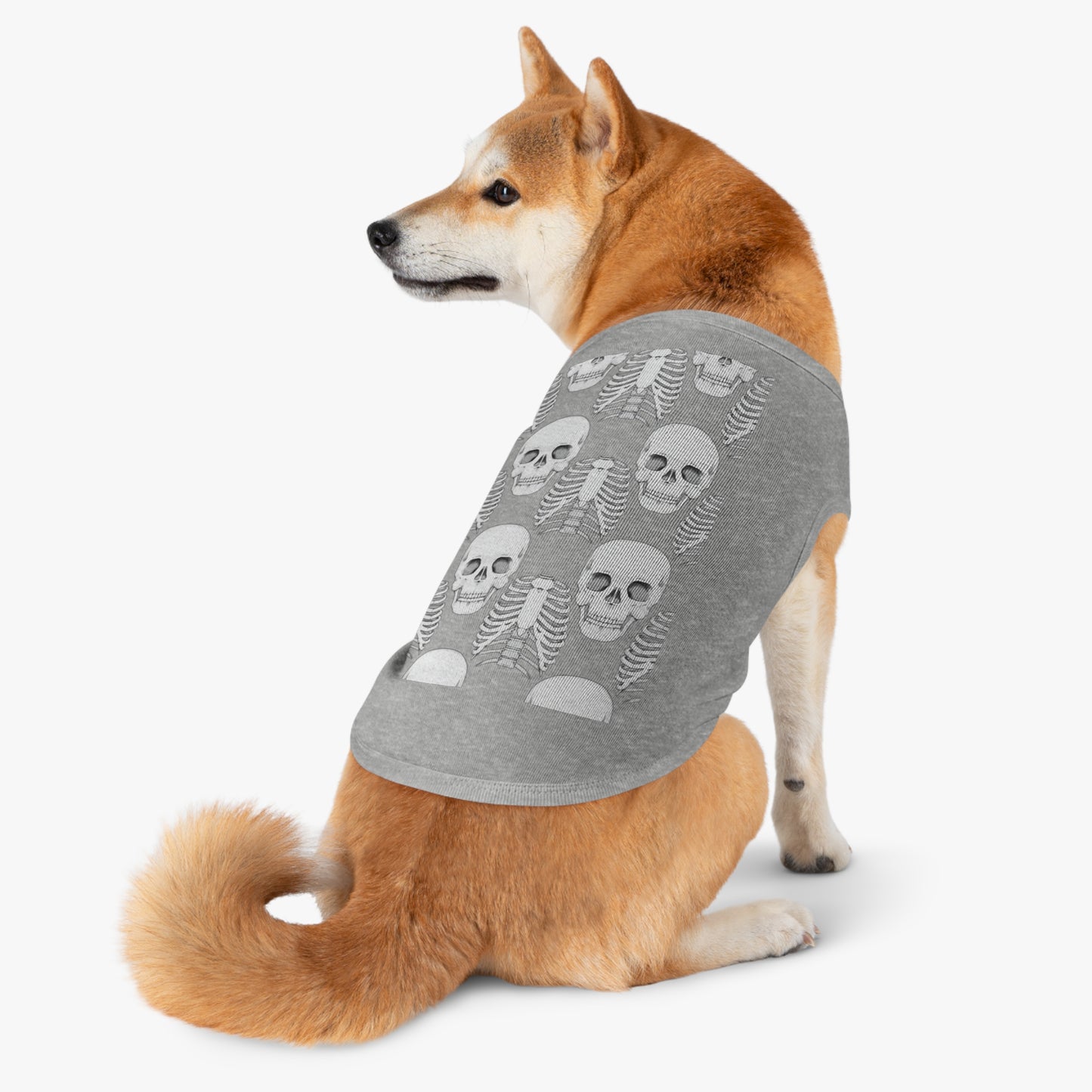 Skull & Ribcage Pet Tank Top — Gothic Halloween Dog Shirt